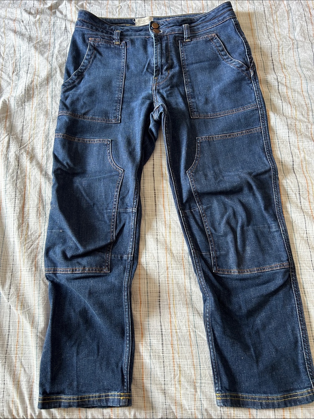 Anthropologie Dark Blue Denim Straight-Leg Jeans